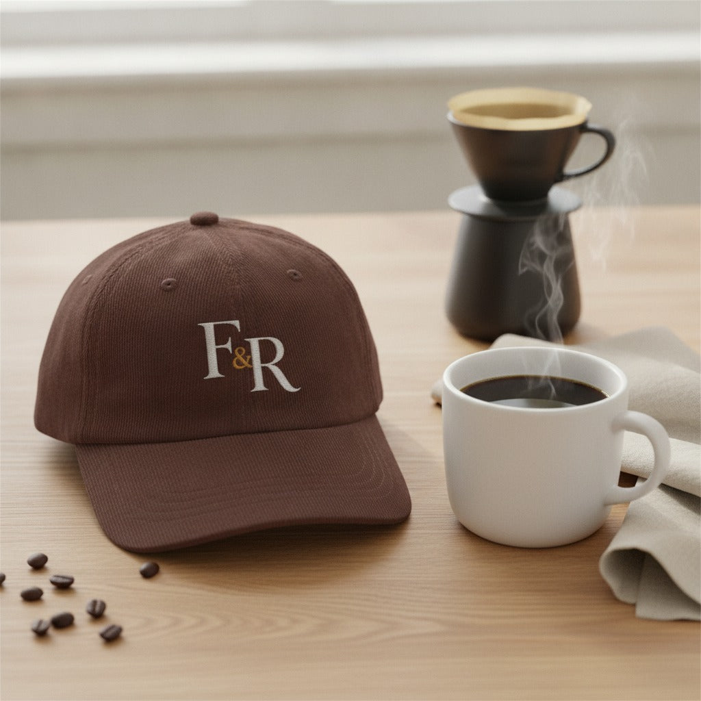 Vintage Corduroy Cap, styled with coffee