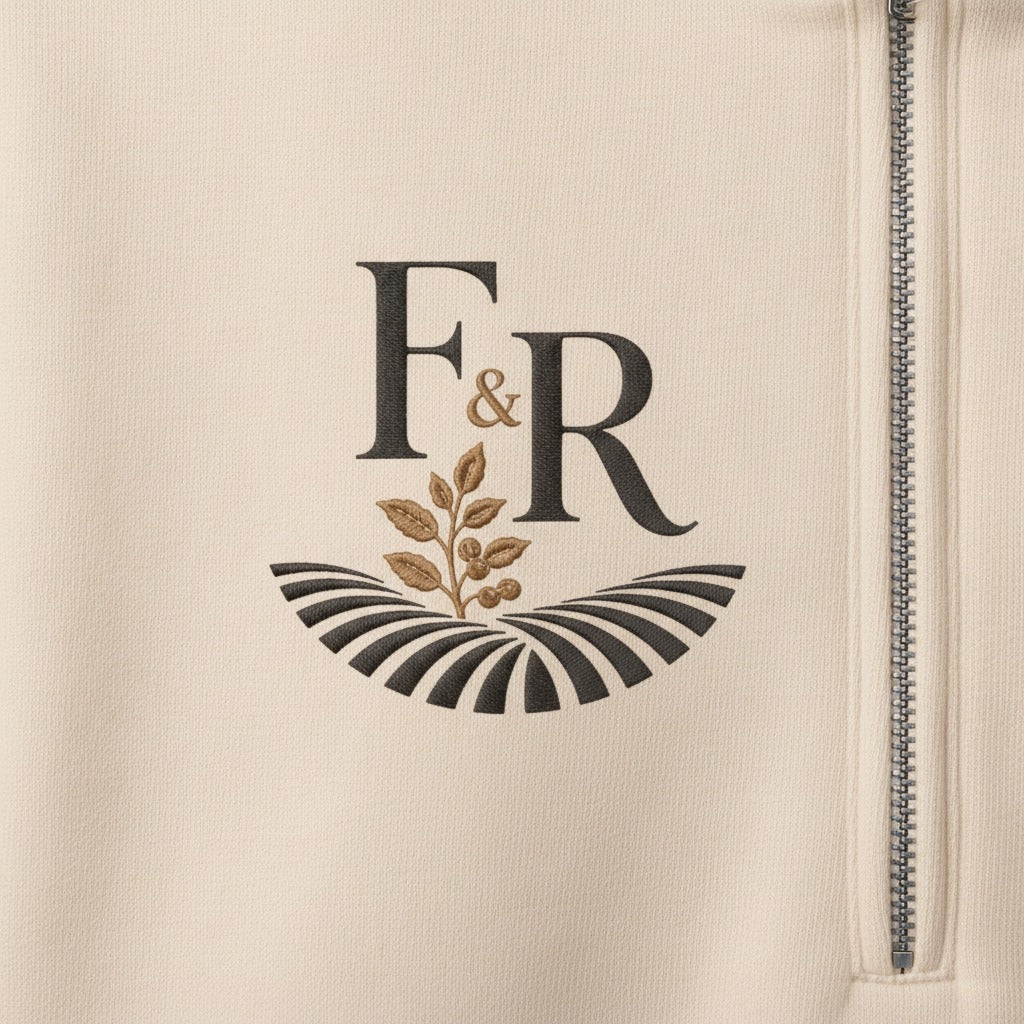 Heavyweight Half Zip, logo detail