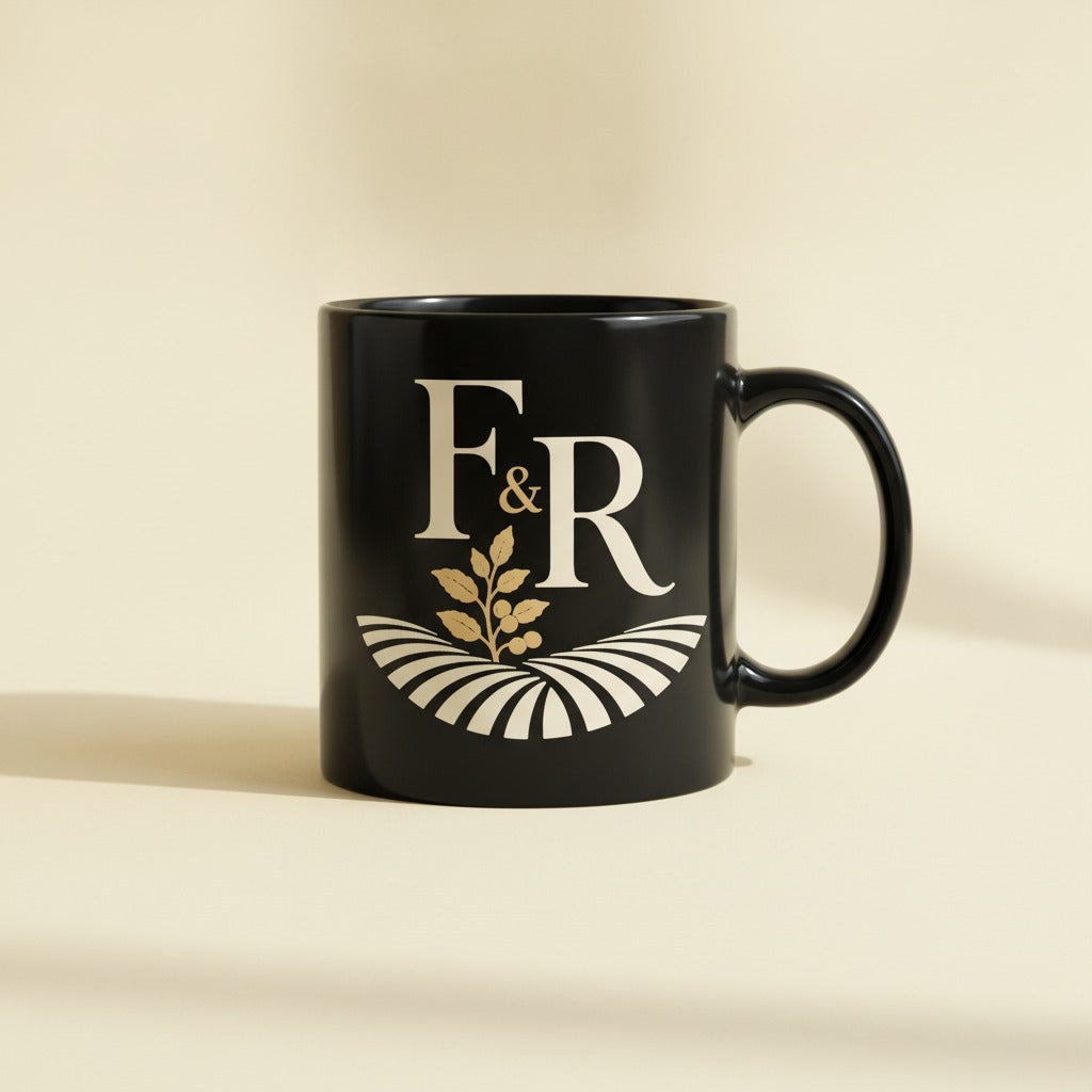 F&R Coffee Mug, Black, studio